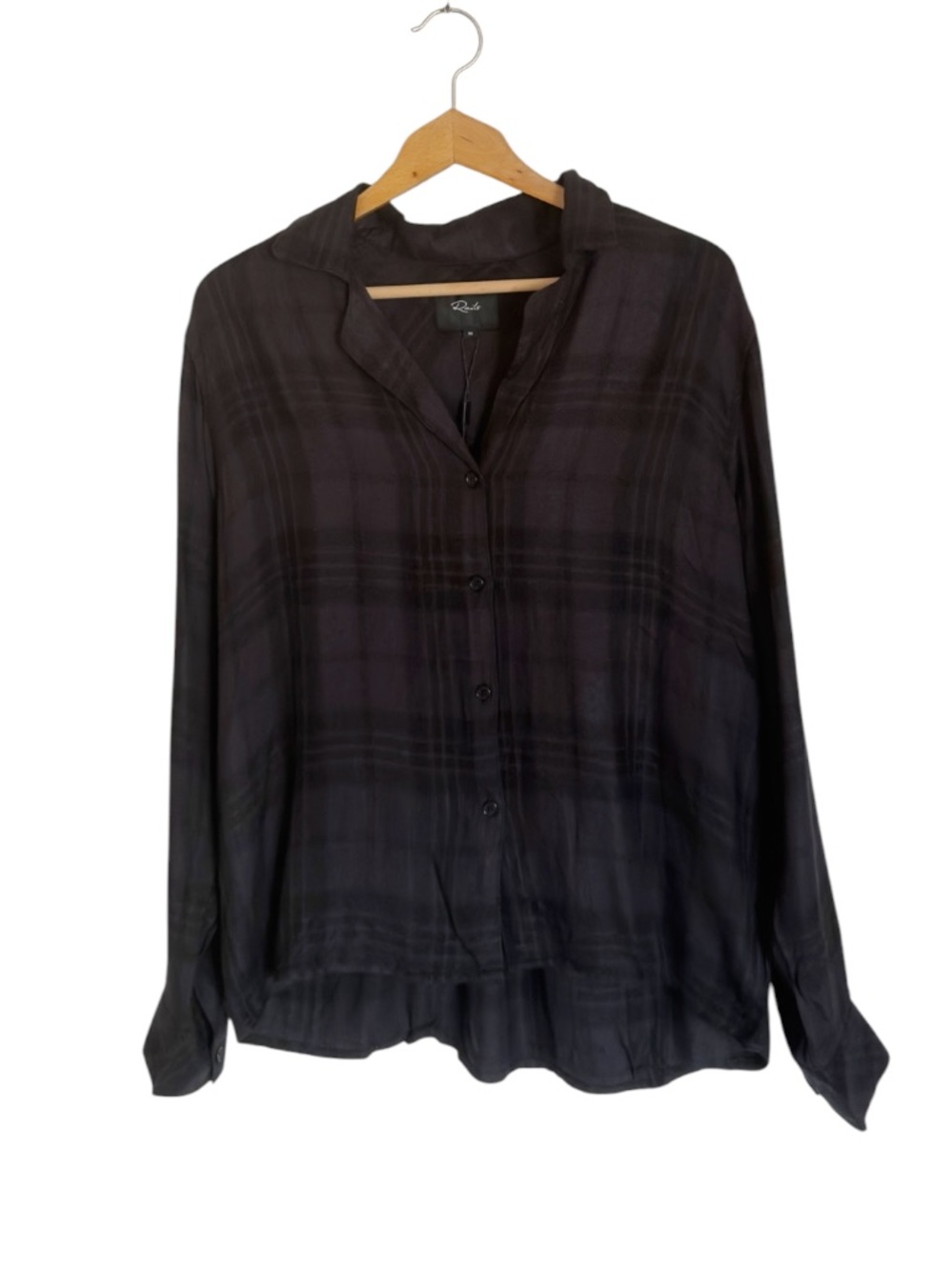 Rails Long Sleeve Trouser Pajama Top Plaid Onyx Jet size M